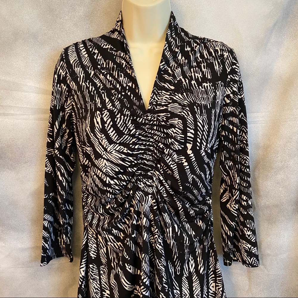 Zebra-Striped Ruched Blouse